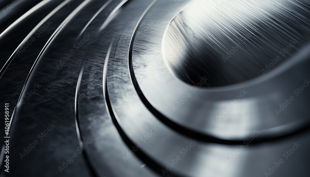 Fototapete abstract close up of brushed metal texture with circular patterns and reflections
