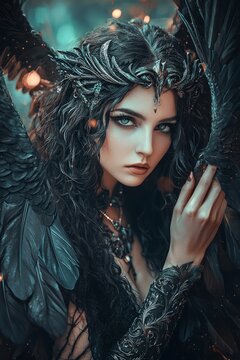 Ancient Celtic mythological goddess Morrigan.