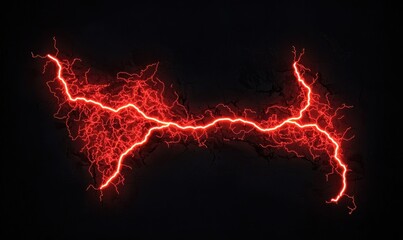 Vivid red lightning bolt on a black background, representing energy and power.