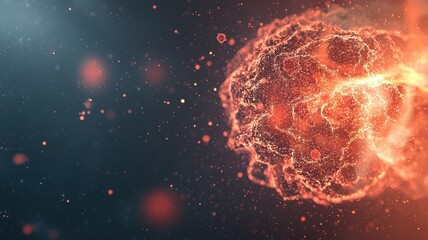 Abstract Representation of Cancerous Cell and Virus Interaction