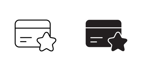 Rewards Points Icon set Featuring Credit Card with Star, Symbolizing Reward Programs, Loyalty Points, and Financial Benefits