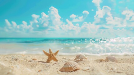 Summer Beach and Sky Background with Copy Space for Travel and Beauty Advertisement