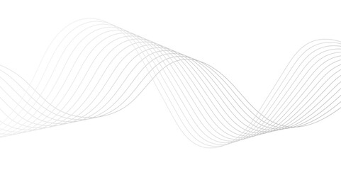 Abstract wavy stripes on white background isolated, Undulate Grey Wave Swirl. Abstract gray curved line for banner design and frequency sound wave line. Curved wavy line, smooth stripe.