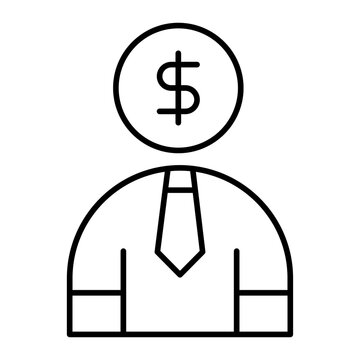 dollar sign head businessman outline clip art preview