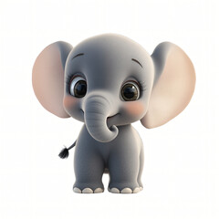 Obraz premium Cheerful 3D Cartoon Elephant in Fun Wildlife Scene
