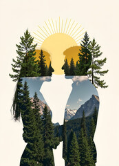 silhouette of a person in the forest