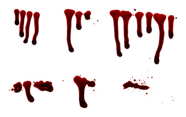 blood stains, blood drips, horror, wound, halloween, isolated, extracted, png file