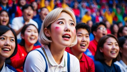 Fototapeta premium Astonished Korean Student with Blush Expression