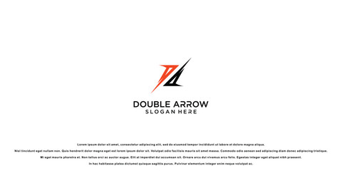 Simple double arrow logo design with unique concept premium vector