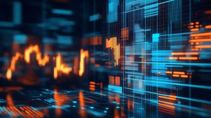Fototapeta premium Advanced Digital Financial Chart with Data Trend Analysis : Generative AI