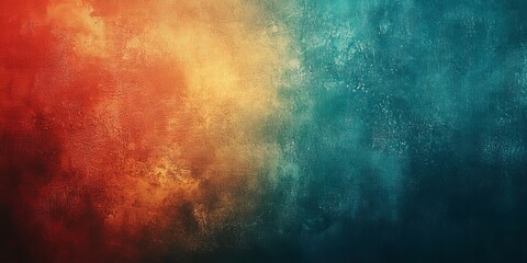 Obraz premium Grainy gradient background grain texture retro blue orange red teal dark banner abstract design, Generative AI