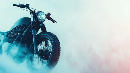 Captivating Motorcycle Amidst Dramatic Foggy Background