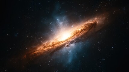 Stunning Spiral Galaxy Glowing in the Vast Universe