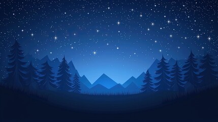 Obraz premium Serene Night Sky Over Majestic Mountains