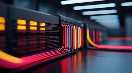 High-Contrast Robot Analyzing AI Network Infrastructure