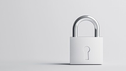 Modern Silver Padlock on a Minimalist Background