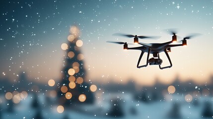 Naklejka premium A Drone Capturing Winter Wonderland Holiday Spirit