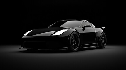 Sleek Black Sports Car in Dim Light
