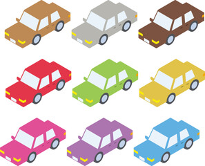自動車のアイソメトリックイラストセット