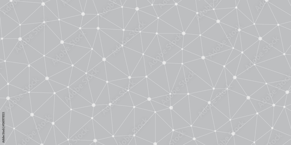 Poster Abstract geometric background with connecting dots and lines with low poly triangle shapes. Polygonal Mesh Background Vector design digital technology concept Global network connection data structure.