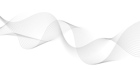 Abstract wavy technology curve lines on transparent background. Wave with lines created using blend tool. Curved wavy line, smooth stripe, abstract wave line use for brochure, banner, template bg.