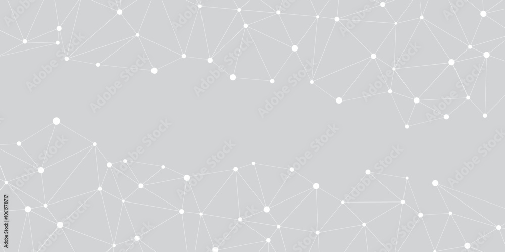 Poster Abstract geometric background with connecting dots and lines with low poly triangle shapes. Polygonal Mesh Background Vector design digital technology concept Global network connection data structure.