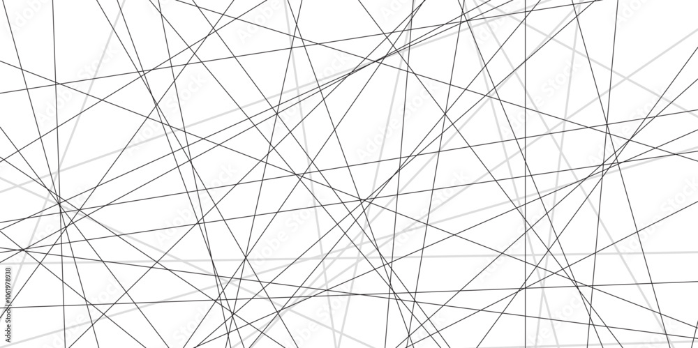 Aufkleber Abstract white background with random lines. abstract lines in black tone of many squares and rectangle shapes on white background. A beautiful Chaotic line seamless pattern., Vector illustration.
