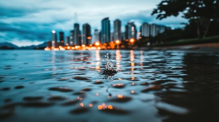 Fototapeta premium Modern City Skyline Reflection at Night