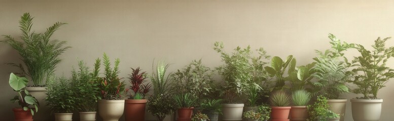 Lush indoor tropical plant collection in modern pots