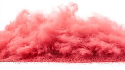 Obraz premium Red powder explosion on white background, a vibrant and dynamic abstract image for creative projects