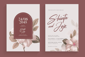 Aesthetic Wedding Invitation Tempate with Vintage Flower Arrangement