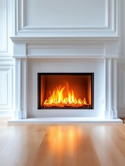 Modern Minimalist Fireplace in Sleek Living Room