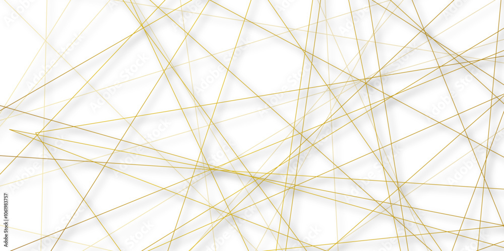 Leinwandbilder white abstract background with golden diagonal lines and shadows. modern random pattern line stroke 