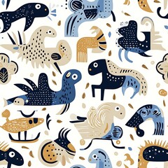Obraz premium Colorful Zodiac Pattern with Unique Animal Designs