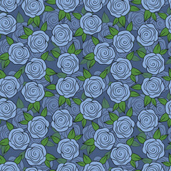 Spring colorful vector illustration with roses. Cartoon style. Design for fabric, textile, paper. Holiday print for Easter, Birthday, 8 march. Flowers with leaves