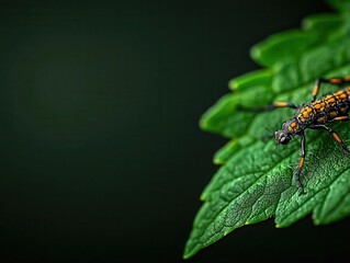 Fototapeta premium Dragonfly legs on leaf, ultraclose, fine details on claws and joints, rich greens and browns, soft background, grip and precision