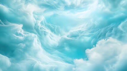 Obraz premium A blue sky with clouds and a sense of calmness. The sky is filled with clouds and the color blue is dominant. The sky appears to be peaceful and serene, with no signs of storm or turbulence