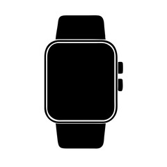 Black Flat Smartwatch Icon: A high-resolution, minimalist vector icon representing a smartwatch. This clean and sleek design is perfect for digital and print media.