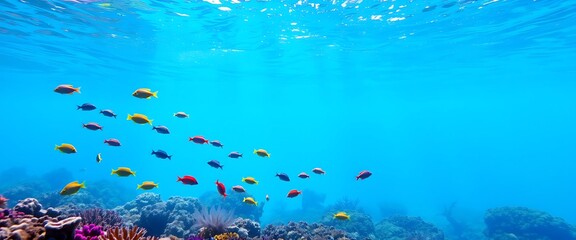 A tranquil underwater scene wallpaper representing the water element, filled with colorful fish and coral reefs.