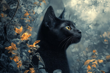 Cat looking at the side