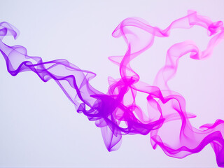 Fototapeta premium Animated purple smoke swirls gracefully against a clean white background, creating a mesmerizing visual effect
