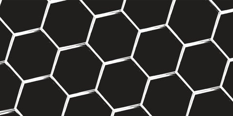 Honeycomb pattern. white brush stroke pattern in the shape of a honeycomb. black background. Vector illustration