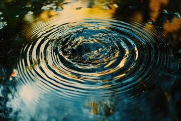 Rainy day background. Raindrops creating circular patterns on the water's surface