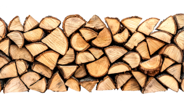 Stacked logs in a neat arrangement isolate on transparent background, cutout, png