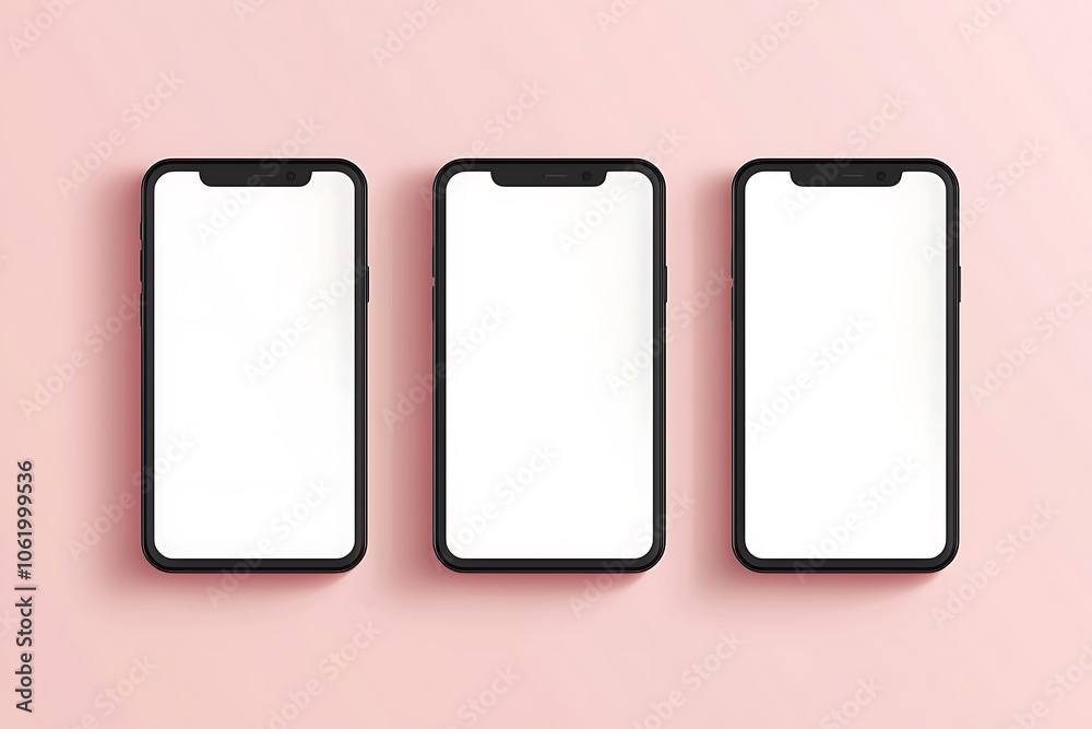 Wall mural device ui/ux mockup for presentation template. cellphone templates frame with blank transparent scre