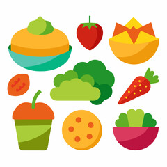 Vegetarian Dish Collection Healthy and Colorful Food Art on White Background