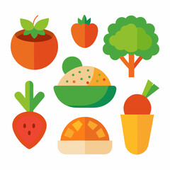 Vegetarian Dish Collection Healthy and Colorful Food Art on White Background