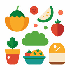 Vegetarian Dish Collection Healthy and Colorful Food Art on White Background