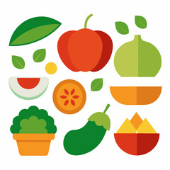 Vegetarian Dish Collection Healthy and Colorful Food Art on White Background