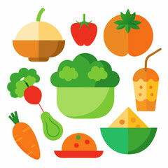 Vegetarian Dish Collection Healthy and Colorful Food Art on White Background